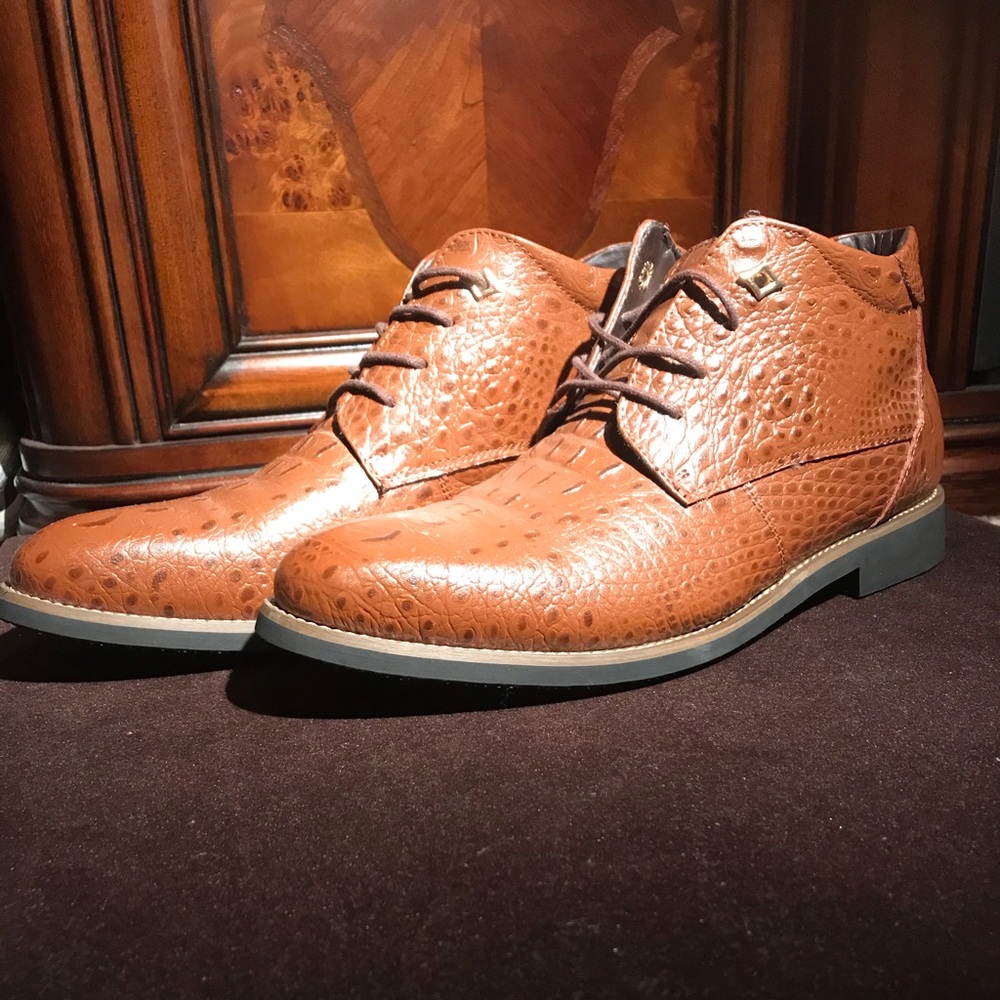 Men’s Alligator Print Ankle Lace Boots